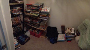 This isn't exactly the most organized place where I keep books. Then again, it is inside of a closet.