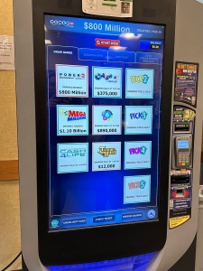 A digital lottery ticket vending machine.